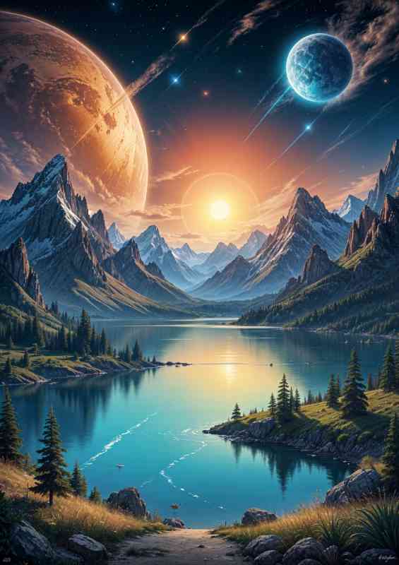 large glowing planet in the sky | Poster