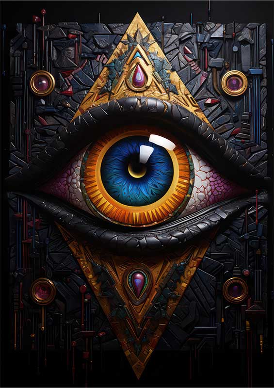 Abstract Chroma all seeing eye painting | Poster