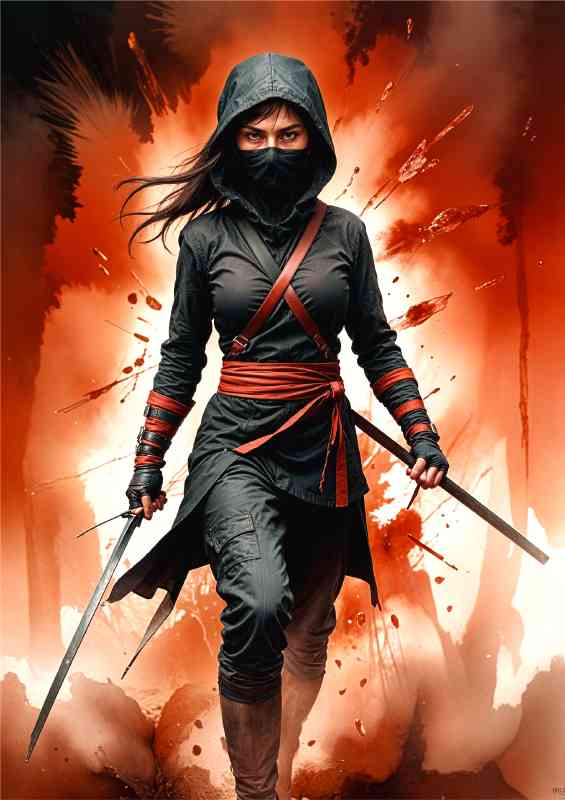 Dramatic ninja warrior lady | Poster