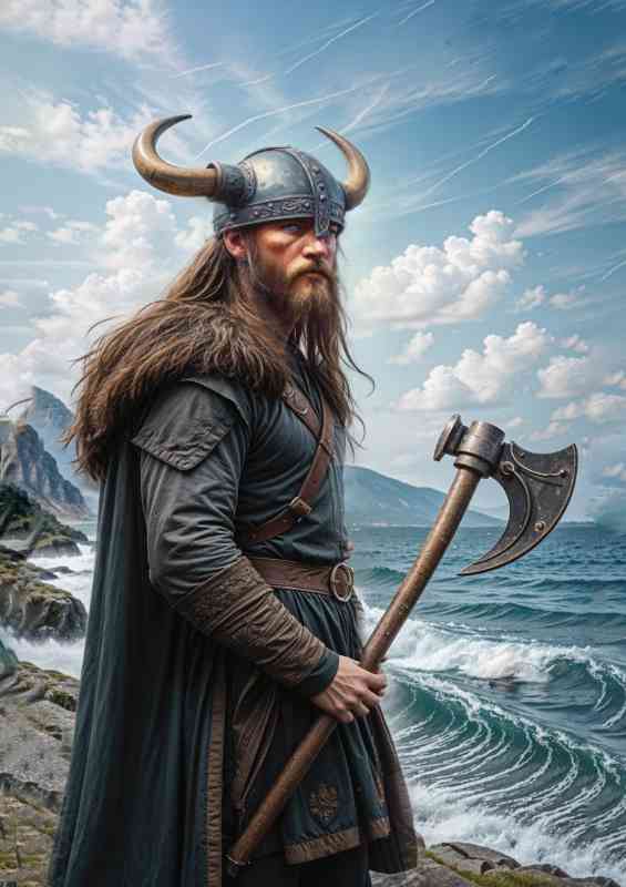 Ragnor lothbrok at the beach ready for battle | Di-Bond