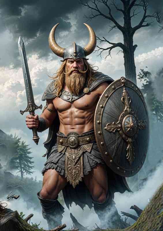 The Viking in the woods on the hunt | Poster