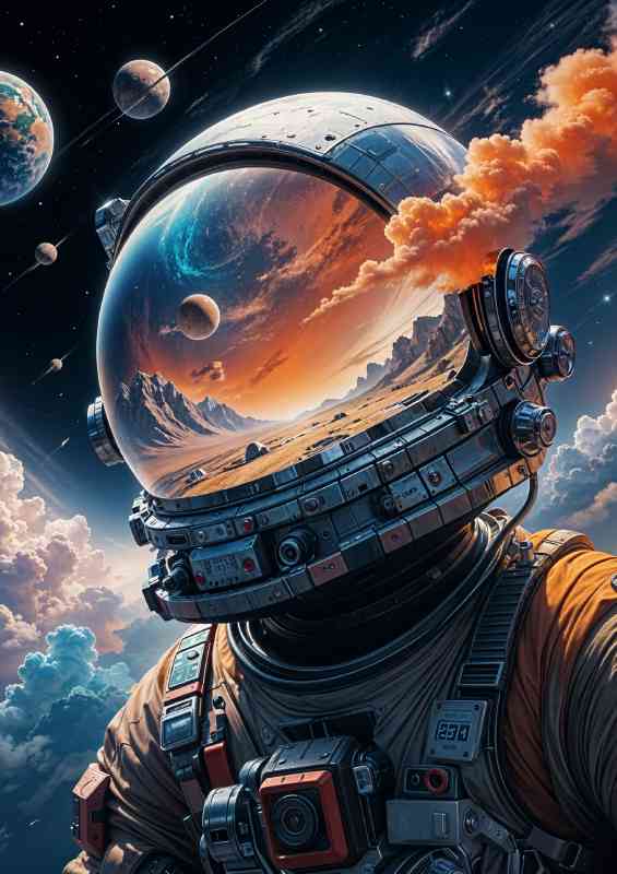 Spaceman surreal flowing colours | Metal Poster