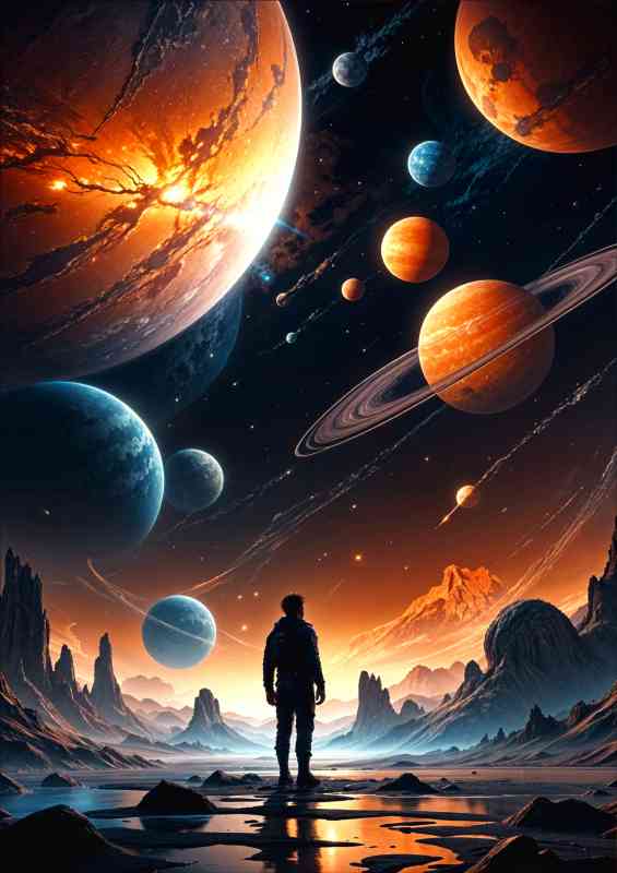 Space gazing the planets | Metal Poster