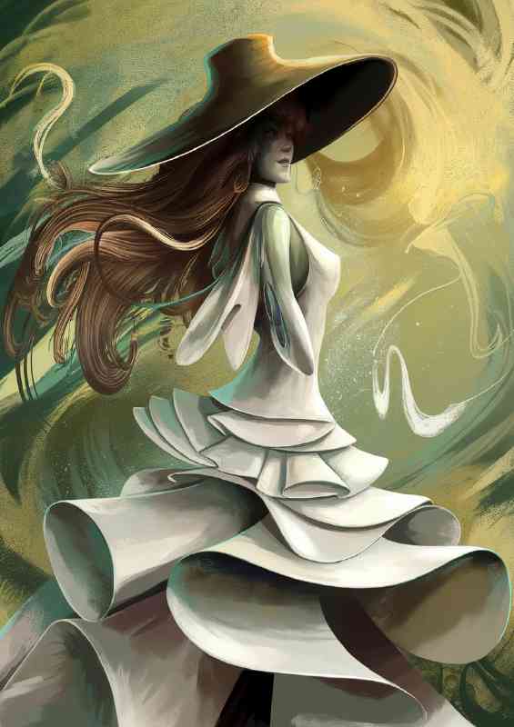 Ethereal figure possibly a woman with flowing hair | Metal Poster