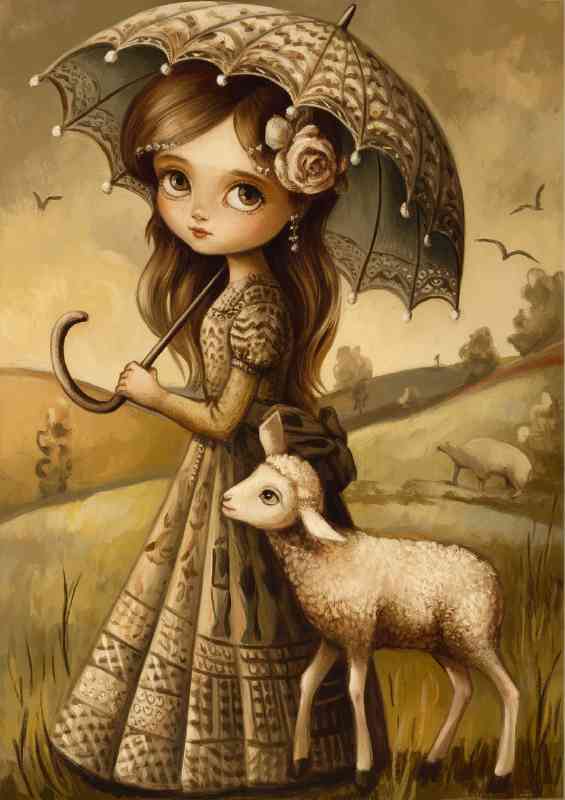 Mary and the little lamb | Metal Poster