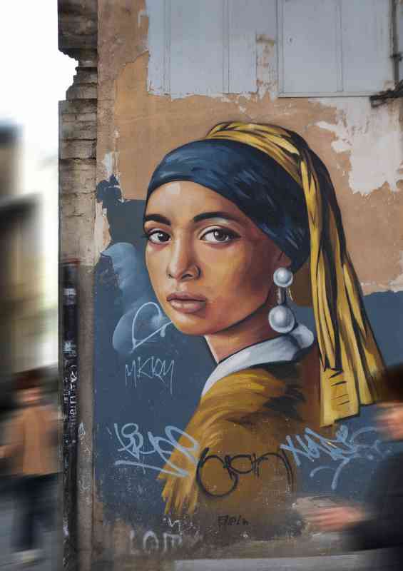 Street mural of a woman s portrait | Metal Poster