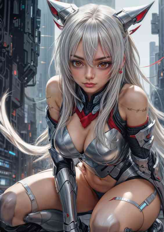 Animae ghost girl in futuristic outfit | Poster