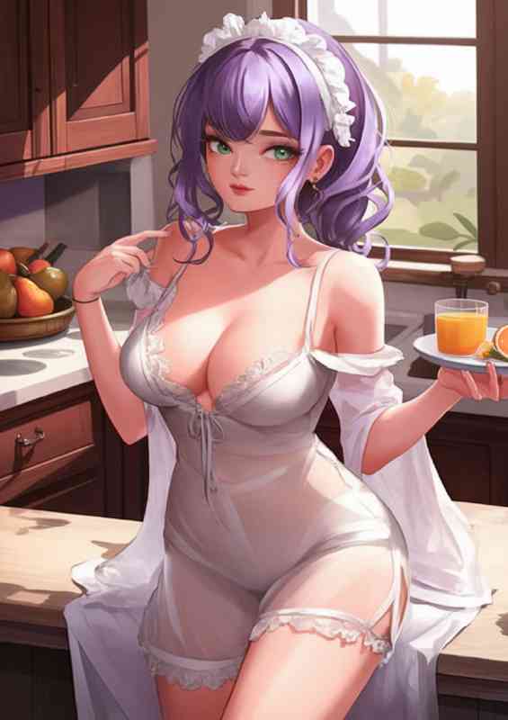 Animaie female character with purple hair | Canvas