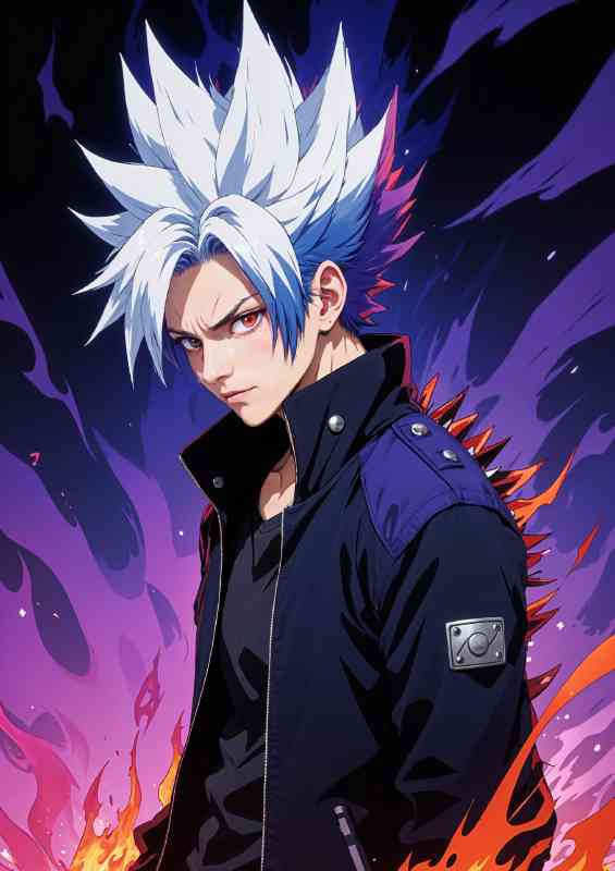 Anime satoru gojo with spiky hair | Metal Poster
