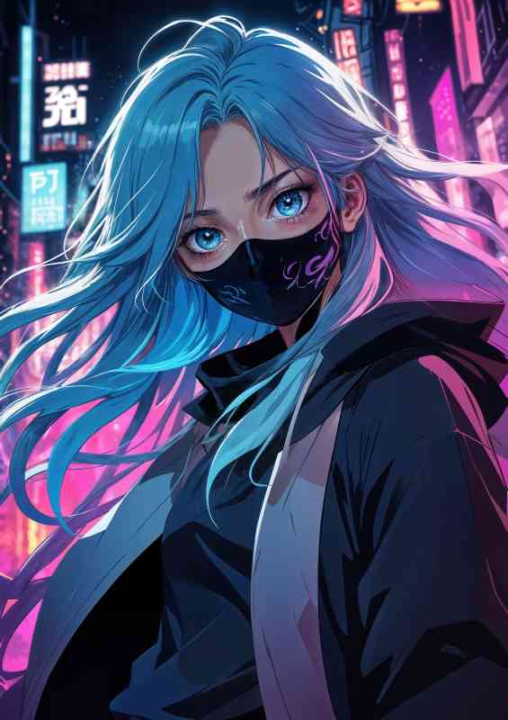 Clolorful cyberpunk animae girl in city | Canvas