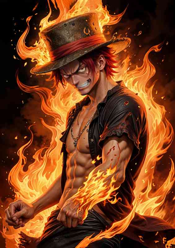 One Piece Portgas D Ace wearing his hat | Metal Poster