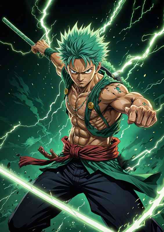 One Piece Roronoa Zoro full green | Metal Poster