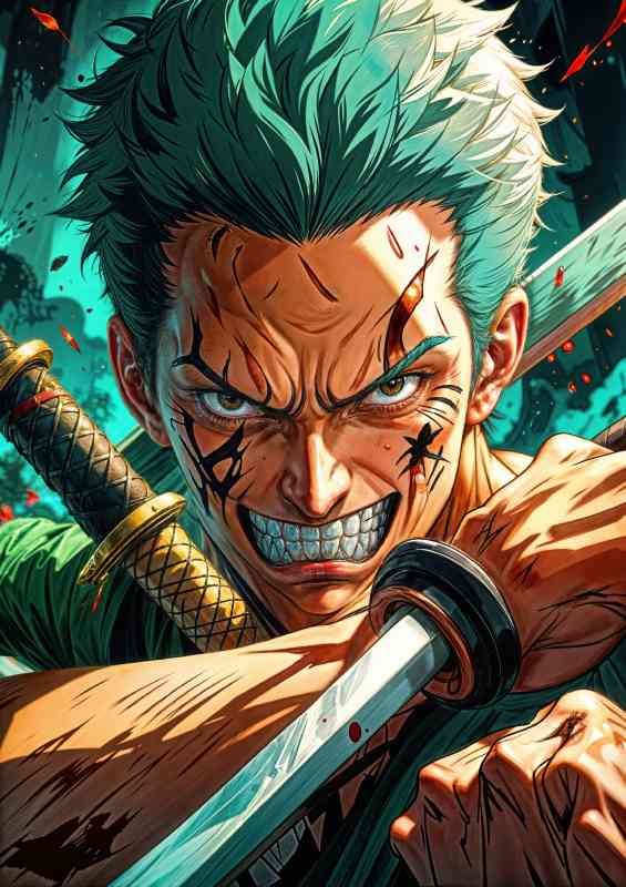 One Piece Roronoa Zoro in battle | Metal Poster