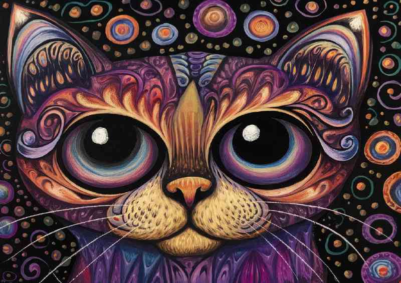 Intricately designed abstract cats face | Di-Bond