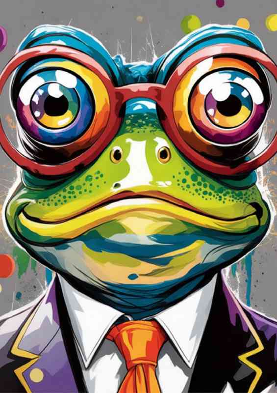 Colored frog with large round eyes | Metal Poster