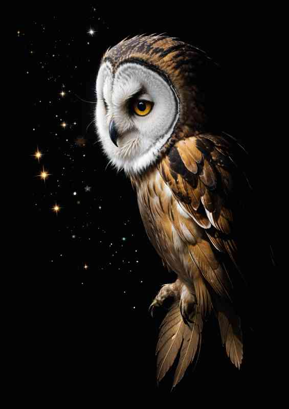 majestic owl with striking white and golden feathers | Metal Poster