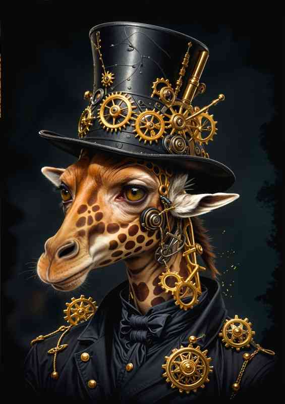 Steampunk giraffe surreal attire | Di-Bond