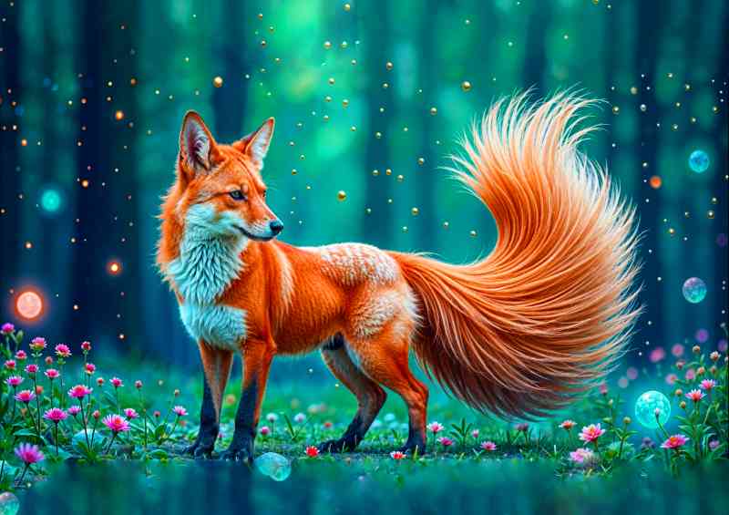 Golden fox in the trees and woods | Poster
