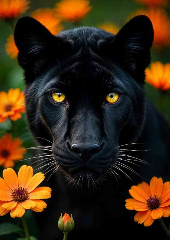 Black panther with piercing yellow eyes | Poster