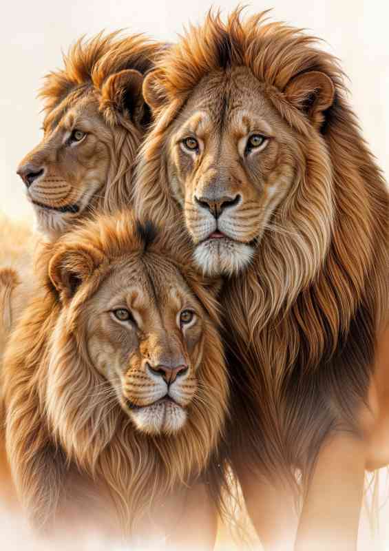 Closeup of the trio of Lions | Metal Poster