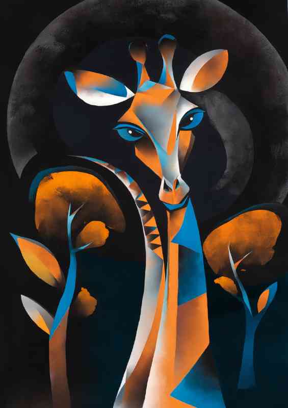 Giraffes face abstract style | Metal Poster