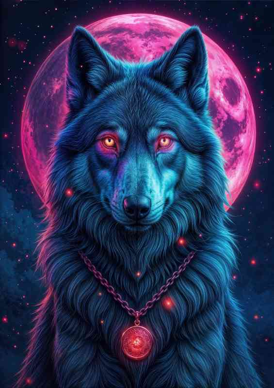 Noen Grey wolf Pink eyes | Metal Poster