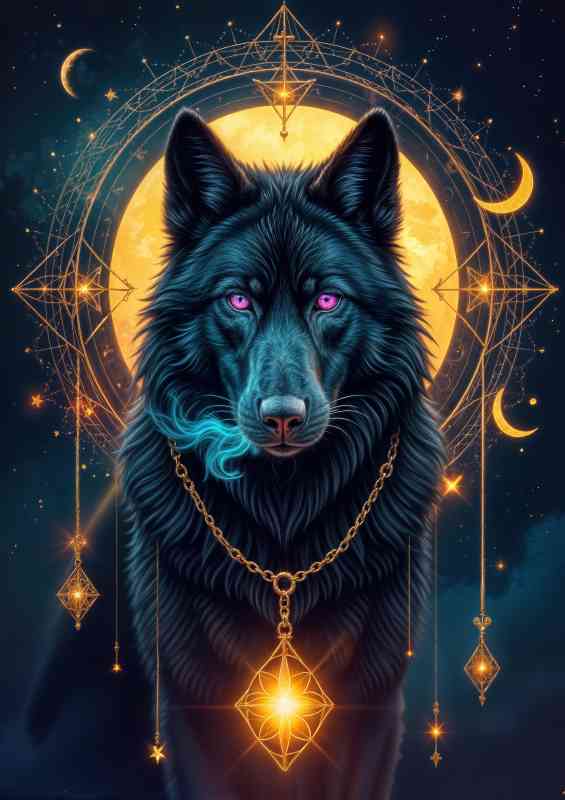 The black dog with purple eyes | Di-Bond