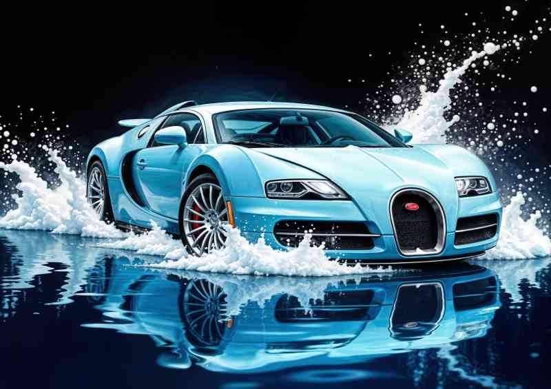 Bugatti super car in light blue style | Poster