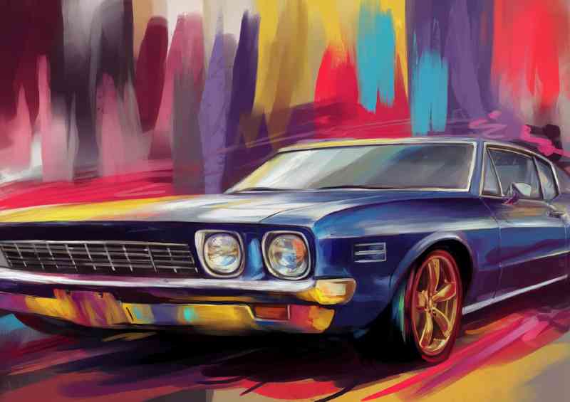 Colorful depiction of a classic muscle car | Poster
