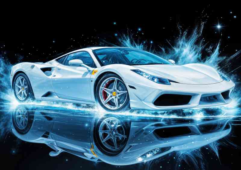 Laferrari ferrari style white super car with splashes | Poster