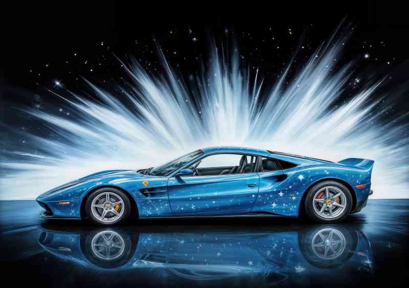 Laferrari stunning style electric blue with splashes | Poster