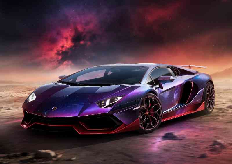 Luxurious sports car lamborghini in purple | Metal Poster