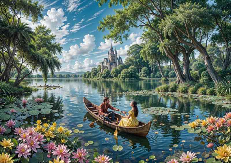 Prince and princess on the lake | Metal Poster