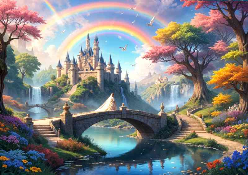 Princess on the bridge to the castle | Metal Poster