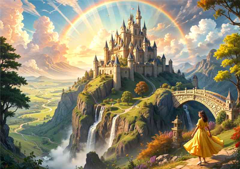 The princess on her way home tho the castle on the hill | Metal Poster