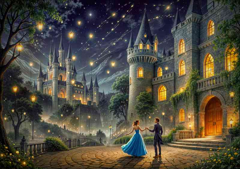 princess dancing next to the castle | Metal Poster