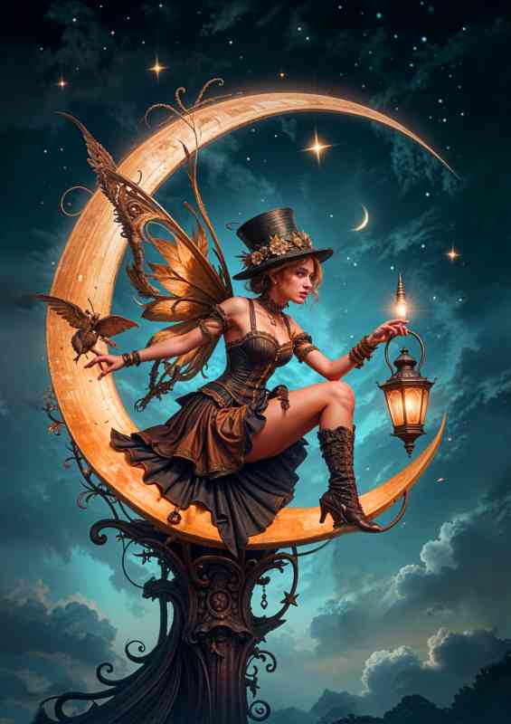 Streampunk fairy on the moon | Di-Bond