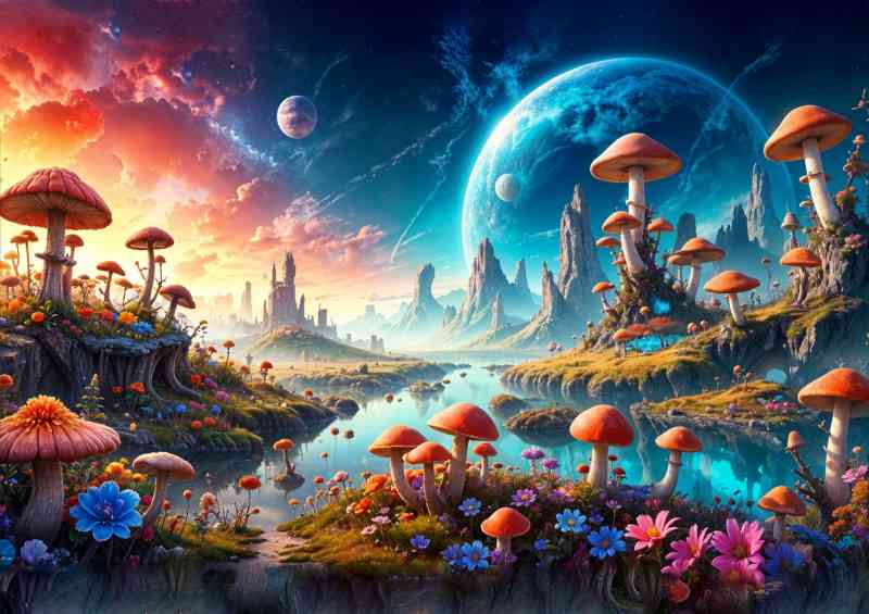 The planet mushroom with multi colours fantasy | Di-Bond
