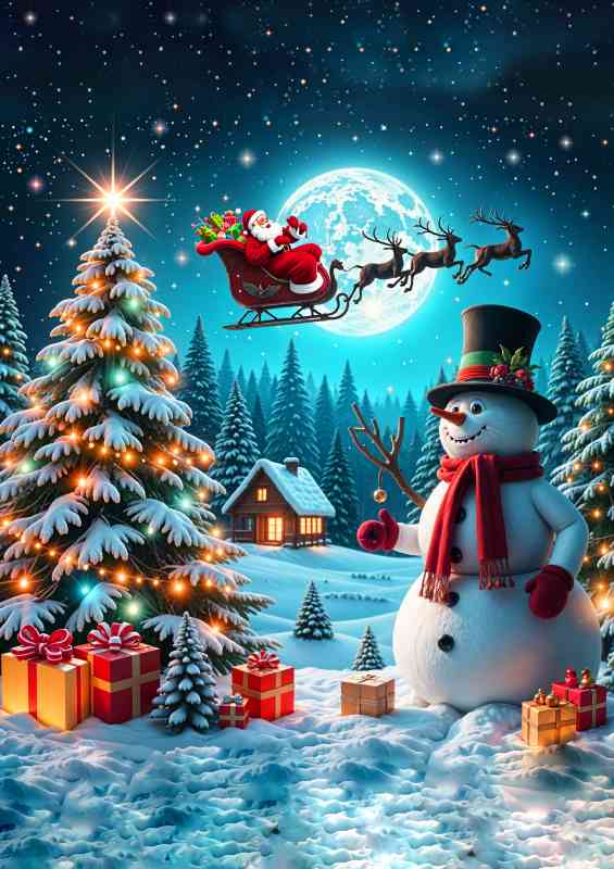 The snowman and santa | Poster