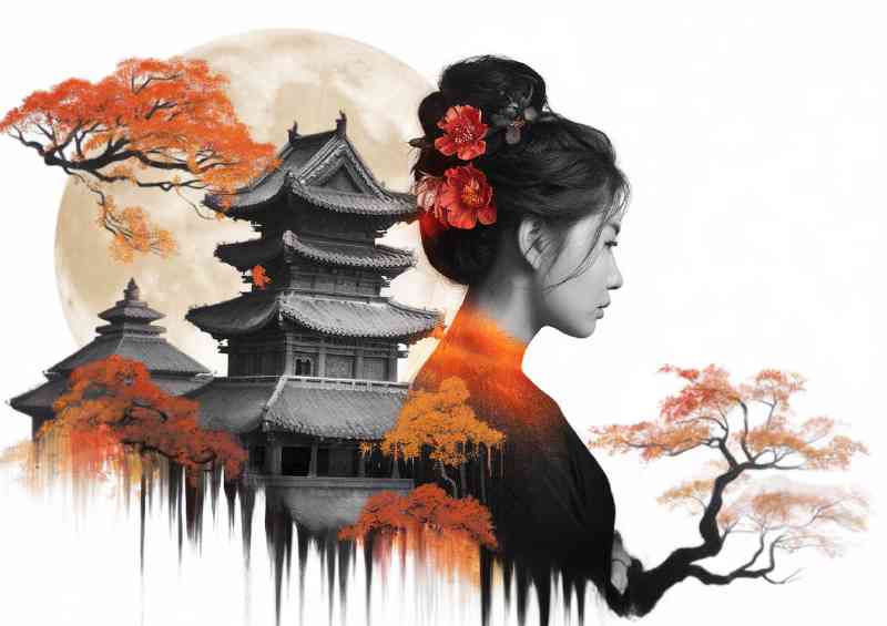 Profile of a woman with intricate house | Poster