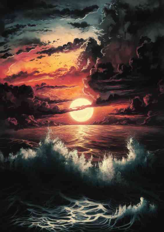 Breathtaking sunset over a tumultuous sea | Di-Bond