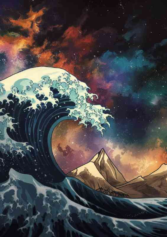 Mesmerizing cosmic scene with giant waves | Metal Poster