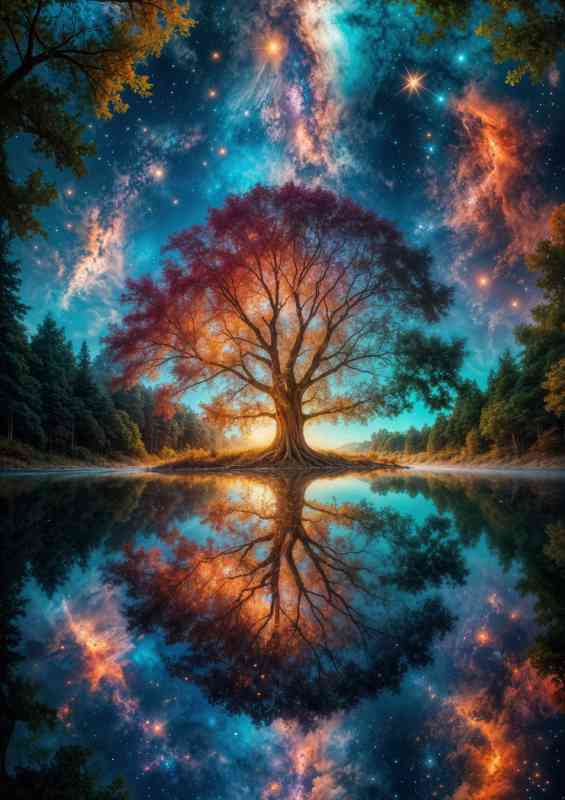 Dreamy majestic tree with waater reflection | Canvas