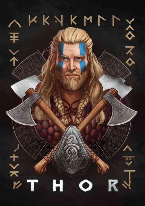 Norse warrior with axes | Di-Bond