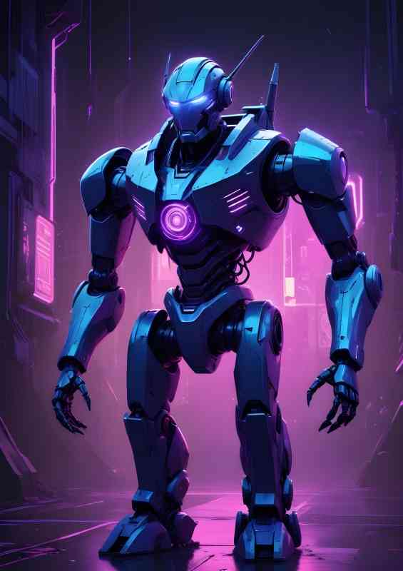 Cyberpunk robot in battle mode | Metal Poster