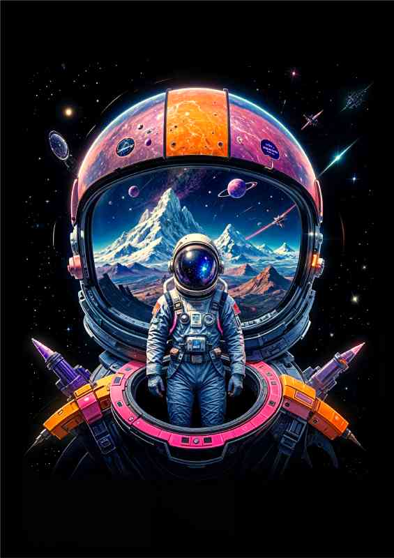 Futuristic astronaut with helmet | Metal Poster