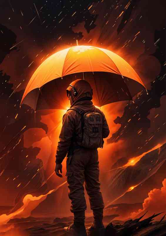 Space man in a metior shower | Metal Poster