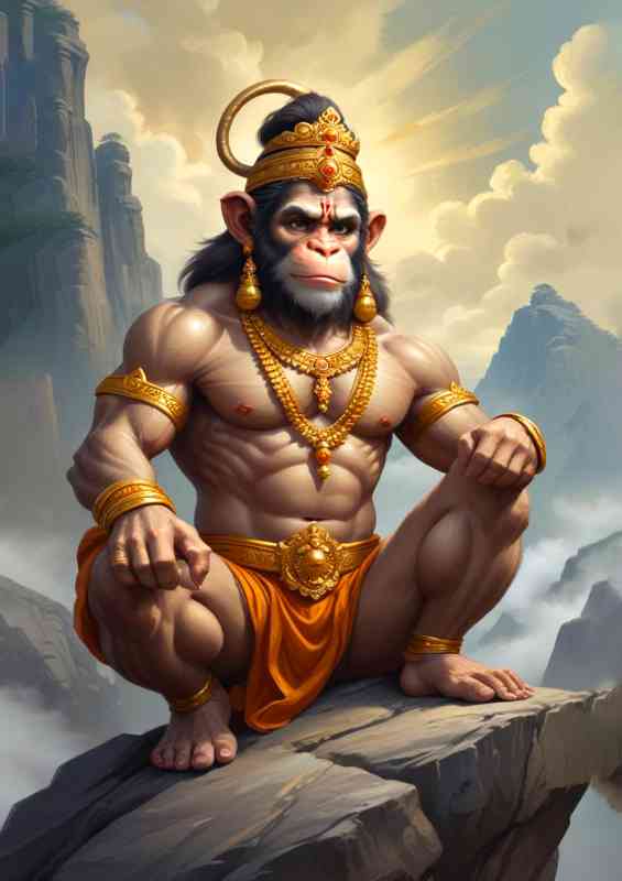 Diety Lord Hanuman in the mountains | Poster