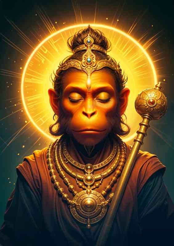 Lord Hanuman deity golden glow | Di-Bond