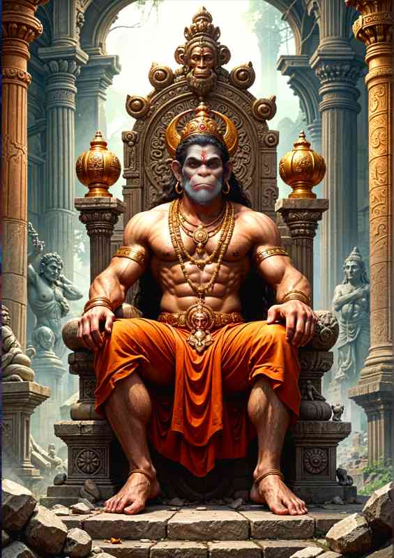 Lord hanuman on his throne | Poster